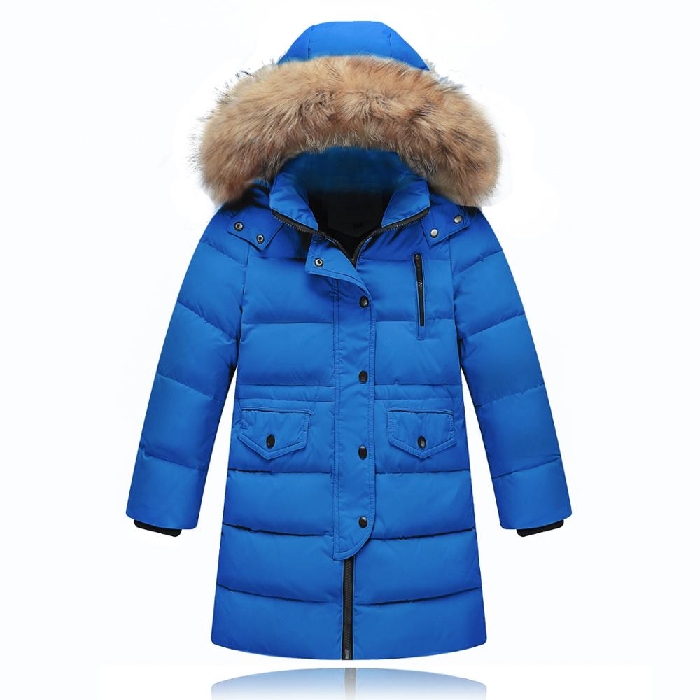 Children's Down Jacket with Fur Collar - Mid-Length Winter Coat